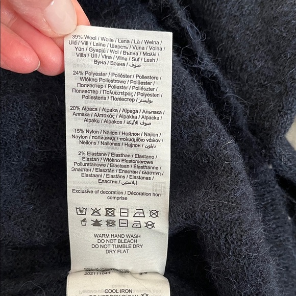 SELECTED FEMME Alpaca Wool Blend Navy Crew Neck Sweater, Size XL - Picture 9 of 9